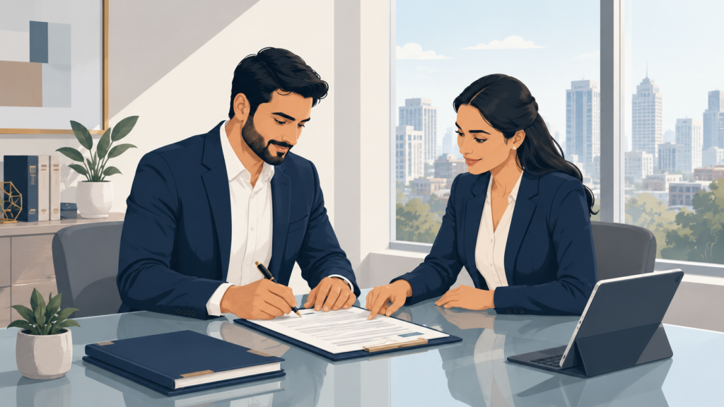 collaborative contract signing in a modern office